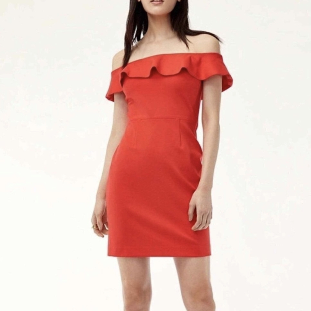 Babaton Red Off-Shoulder Bodycon Dress